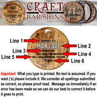 Craft Bar Signs | Man Cave Member Rules Personalized Man Cave Bar Sign - Personalization Guide