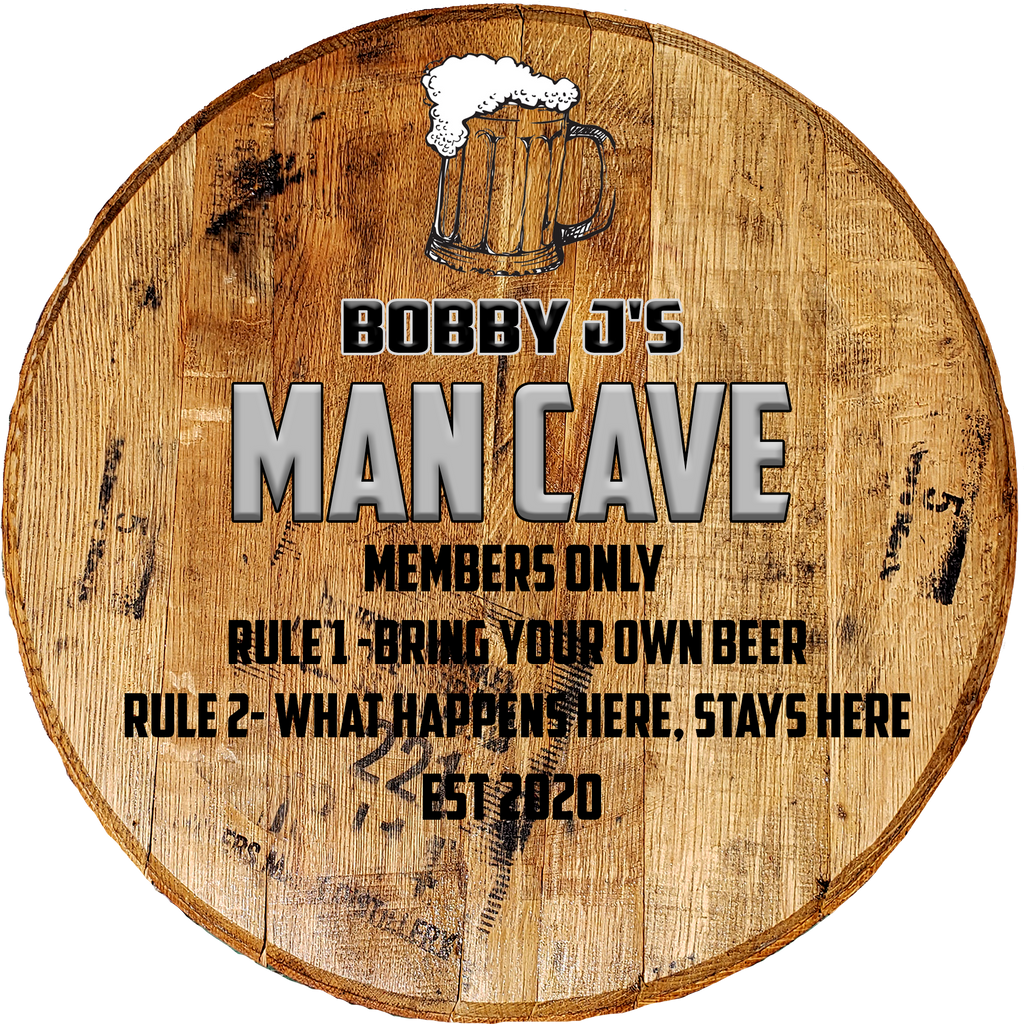 Craft Bar Signs | Man Cave Member Rules Personalized Man Cave Bar Sign - Brown
