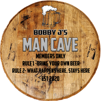 Craft Bar Signs | Man Cave Member Rules Personalized Man Cave Bar Sign - Brown