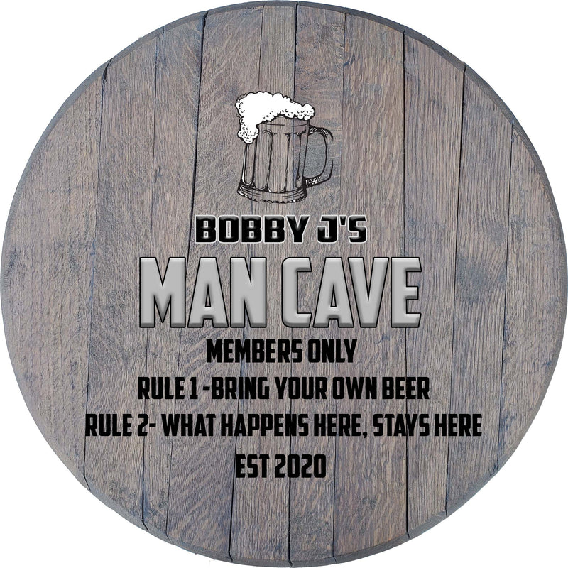 Craft Bar Signs | Man Cave Member Rules Personalized Man Cave Bar Sign - Gray