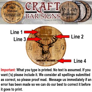 Craft Bar Signs | Deer Hunting Lodge Personalized Cabin Wall Decor - Personalization Guide