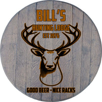 Craft Bar Signs | Deer Hunting Lodge Personalized Cabin Wall Decor - Gray Brown Text