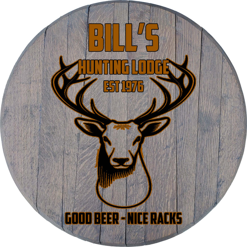 Craft Bar Signs | Deer Hunting Lodge Personalized Cabin Wall Decor - Gray Brown Text