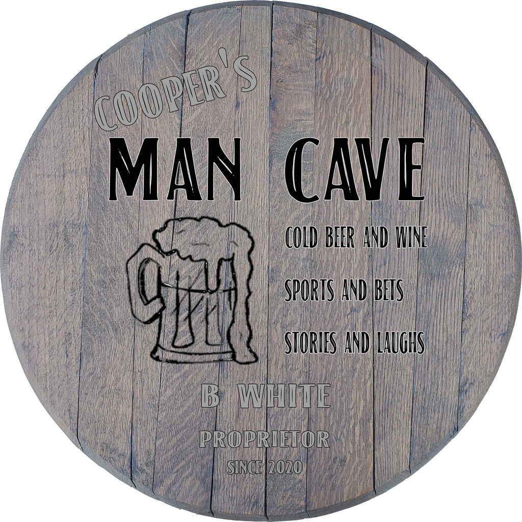 Craft Bar Signs | Man Cave Beer Mug Personalized Man Cave Bar Sign - Gray