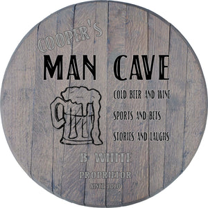 Craft Bar Signs | Man Cave Beer Mug Personalized Man Cave Bar Sign - Gray