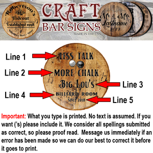 Craft Bar Signs | Billiard Room Personalized Man Cave Wall Decor - Personalization Guide