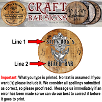 Craft Bar Signs | Anchor Beach Bar Personalized Nautical Bar Sign - Personalization Guide