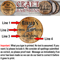 Craft Bar Signs | Cigar Lounge Leaf Personalized Bar Sign - Personalization Guide