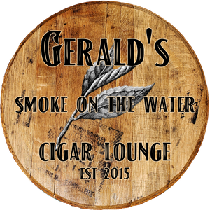Craft Bar Signs | Cigar Lounge Leaf Personalized Bar Sign - Natural Style 1