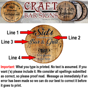 Craft Bar Signs | Neighborhood Bar & Grill Personalized Bar Sign - Personalization Guide