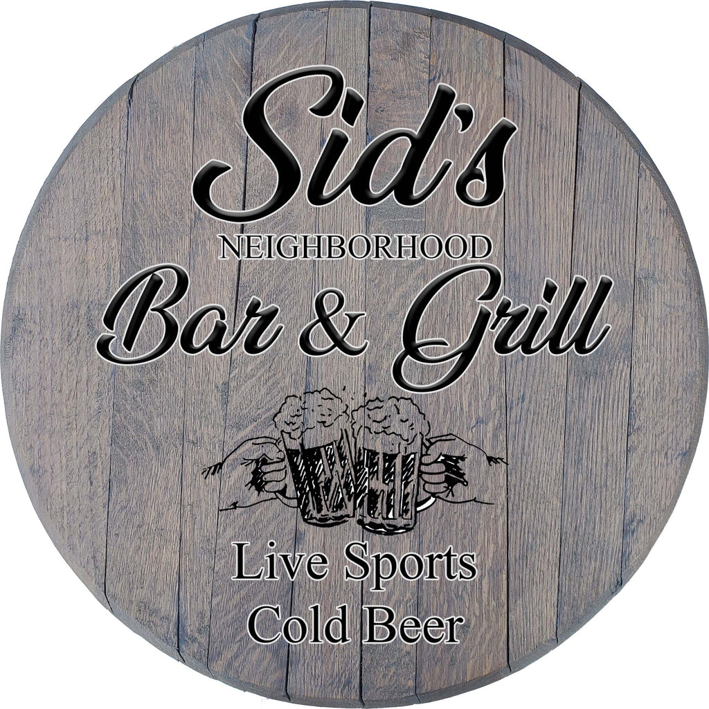 Craft Bar Signs | Neighborhood Bar & Grill Personalized Bar Sign - Gray, Dark Ink