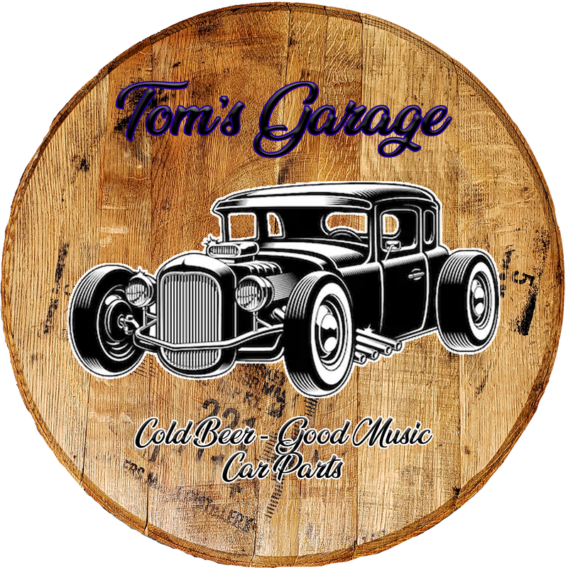 Your Garage Cold Beer Good Music Car Parts Hotrod - Custom Barrel Head Bar Sign - Craft Bar Signs
