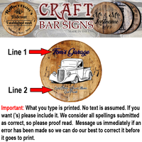 Craft Bar Signs | Hotrod Truck Garage Personalized Man Cave Wall Decor - Personalization Guide