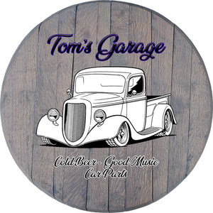 Craft Bar Signs | Hotrod Truck Garage Personalized Man Cave Wall Decor - Gray, Straight Title