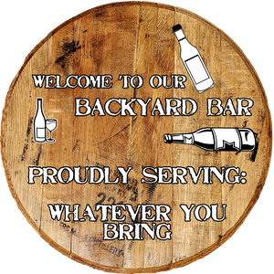 Craft Bar Signs | Backyard Bar BYOB Personalized Man Cave Bar Sign - Brown