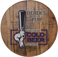 Craft Bar Signs | Beer on Tap Handle Personalized Bar Sign - Natural Color