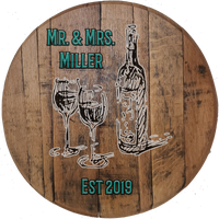 Craft Bar Signs | Mr & Mrs Wine Bottle Personalized Rustic Wall Decor - Brown, Color