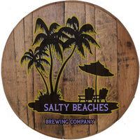 Craft Bar Signs | Island Beach Palms Personalized Tropical Bar Sign - Natural Yellow Outline