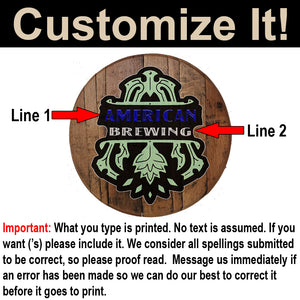 Craft Bar Signs | American Brewing Personalized Bar Sign - Color Personalization Guide