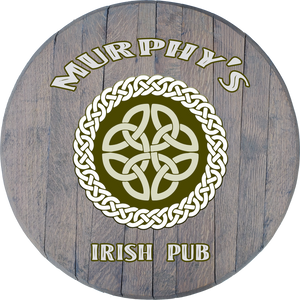 Craft Bar Signs | Irish Pub Celtic Knot Personalized Irish Bar Sign - Gray, Curved Top