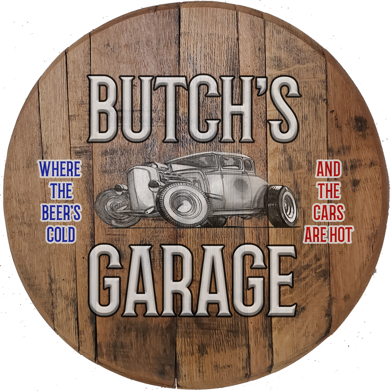 Craft Bar Signs | Hotrod Garage Personalized Man Cave Wall Decor - Brown, White Text