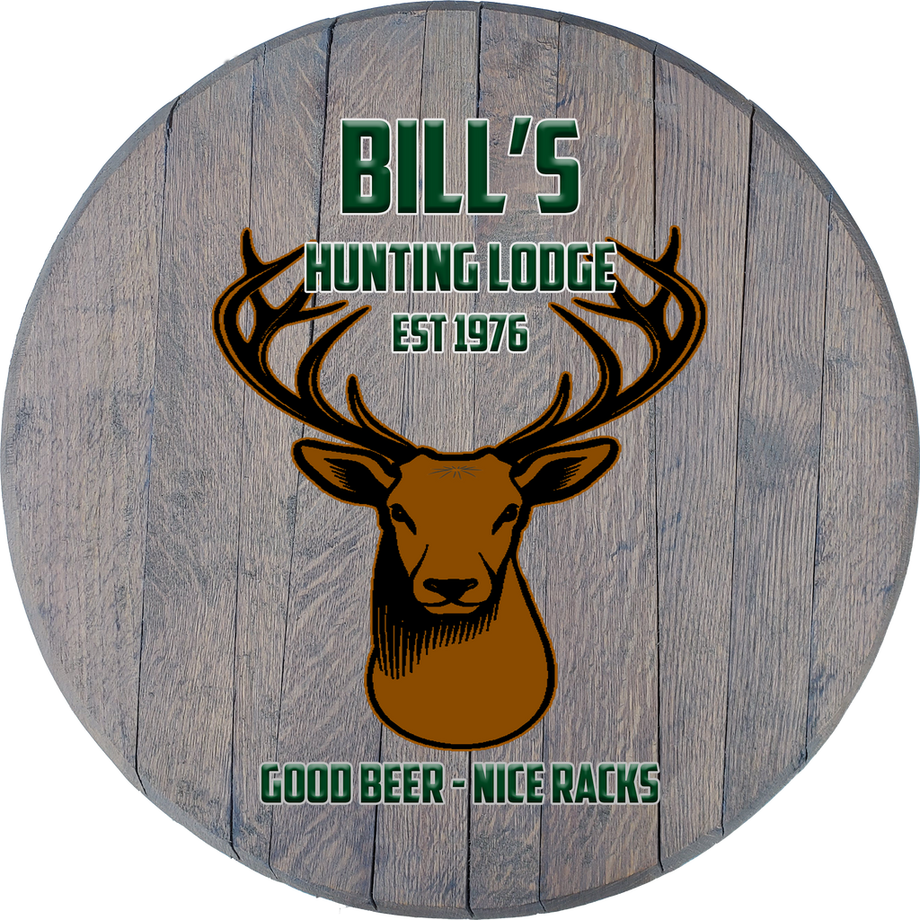 Craft Bar Signs | Deer Hunting Lodge Personalized Cabin Wall Decor - Gray Green Text