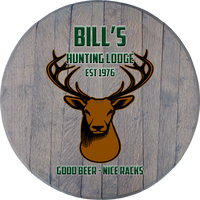 Craft Bar Signs | Deer Hunting Lodge Personalized Cabin Wall Decor - Gray Green Text