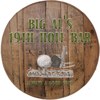 Craft Bar Signs | 19th Hole Golf Bar Personalized Sports Bar Sign - Brown, Light Design