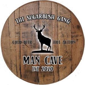 Craft Bar Signs | Buck Personalized Man Cave Bar Sign - Brown, Black Ink Glow
