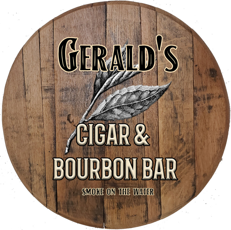 Craft Bar Signs | Cigar Lounge Leaf Personalized Bar Sign - Natural Style 2