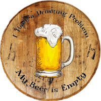 Craft Bar Signs | Drinking Problem Beer is Empty Bar Wall Decor - Natural