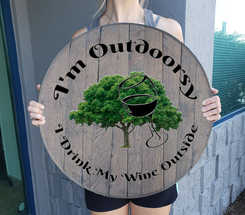Craft Bar Signs | Outdoorsy Drink Wine Outdoors Rustic Bar Wall Decor - Gray