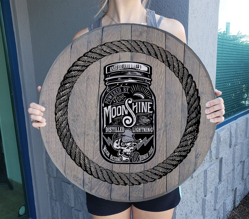 Craft Bar Signs | Moonshine Mason Jar Rustic Bar Wall Decor - Gray