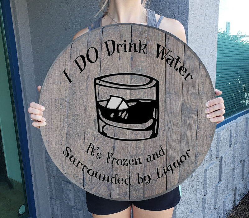 Craft Bar Signs | I Drink Water Frozen in Liquor Man Cave Bar Sign - Gray