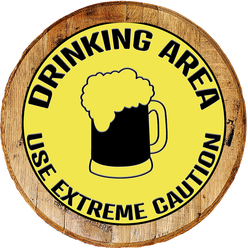 Craft Bar Signs | Caution Drinking Area Man Cave Bar Sign - Natural