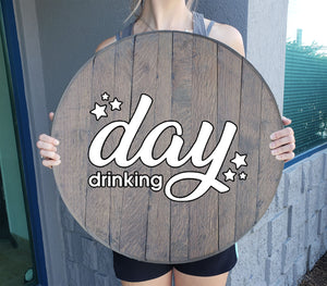 Craft Bar Signs | Day Drinking Rustic Bar Wall Decor - Gray