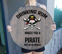 Craft Bar Signs | Rum Makes You a Pirate Nautical Bar Wall Decor - Gray
