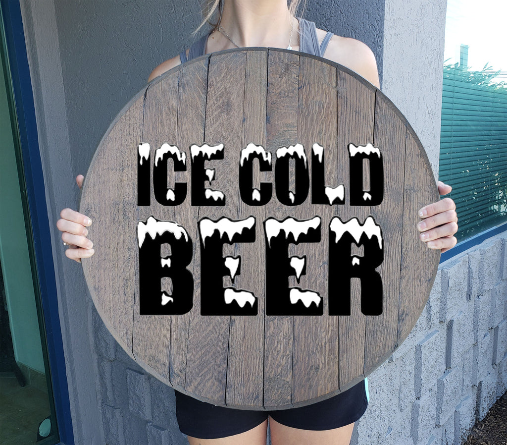 Craft Bar Signs | ICE COLD BEER Bar Wall Decor - Gray