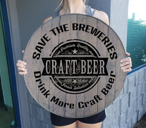 Craft Bar Signs | Save Breweries Drink Craft Beer Bar Wall Decor - Gray