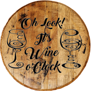 Craft Bar Signs | Wine O'Clock Rustic Bar Wall Decor - Natural