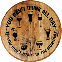 Craft Bar Signs | Can't Drink All Day Clock Man Cave Bar Sign - Natural