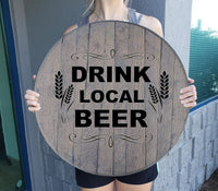Craft Bar Signs | Drink Local Beer Bar Wall Decor - Gray
