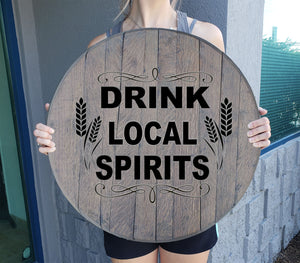 Craft Bar Signs | Drink Local Spirits Bar Wall Decor - Gray
