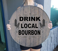 Craft Bar Signs | Drink Local Bourbon Bar Wall Decor - Gray