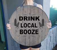 Craft Bar Signs | Drink Local Booze Bar Wall Decor - Gray