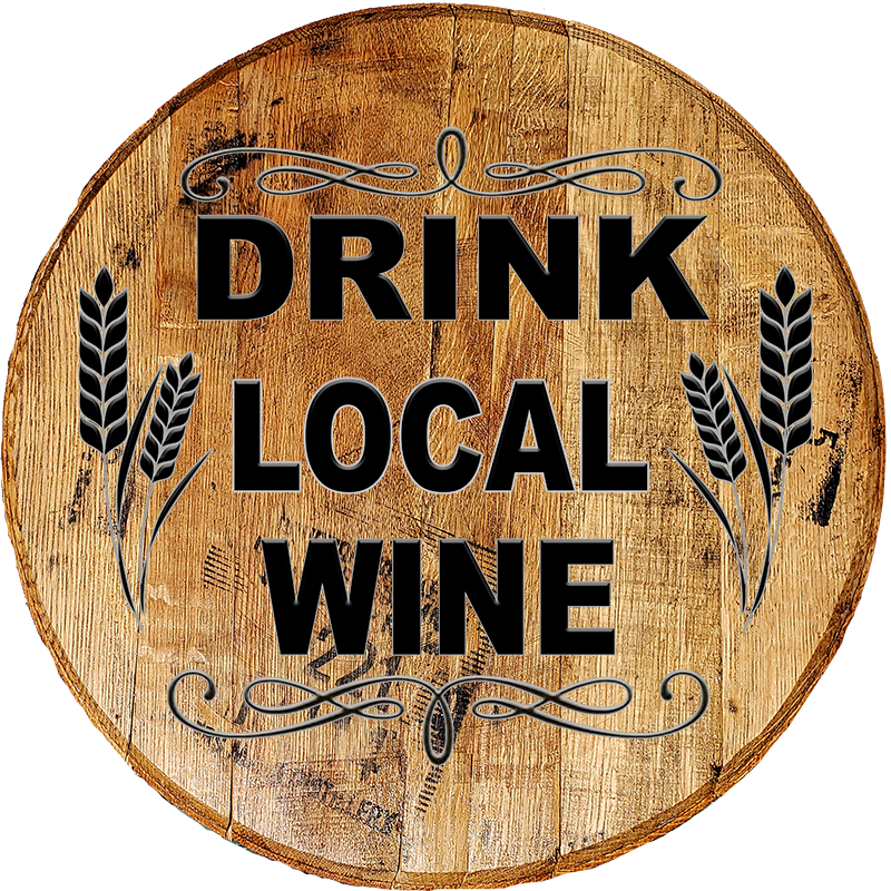 Rustic Barrel Head Sign - Drink Local Wine - Craft Artisan Brewer Bar Decor - Craft Bar Signs