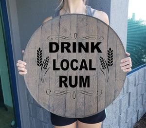 Craft Bar Signs | Drink Local Rum Bar Wall Decor - Gray