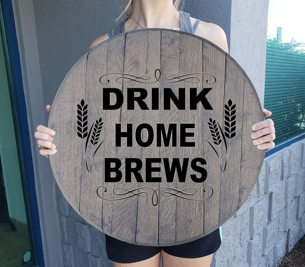 Craft Bar Signs | Drink Home Brews Man Cave Bar Sign - Gray