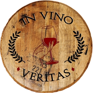 Rustic Home Decor Barrel Head - In Vino Veritas - Kitchen Drinking Art - Craft Bar Signs