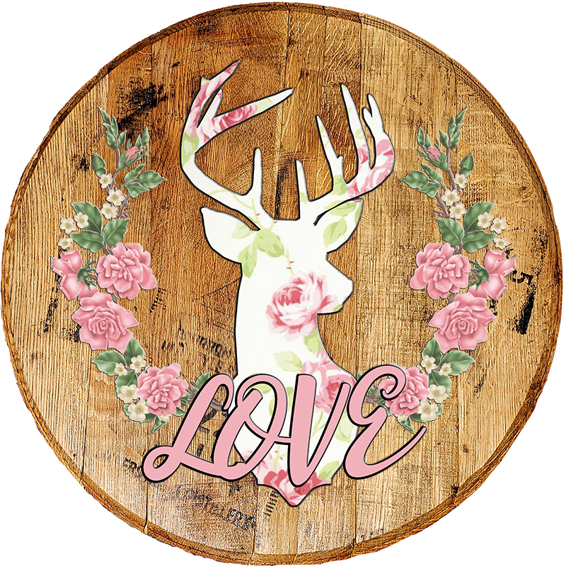 Rustic Home Wall Decor - LOVE Deer Mount with Flowers - Living Room Sentiment Wall Art - Craft Bar Signs